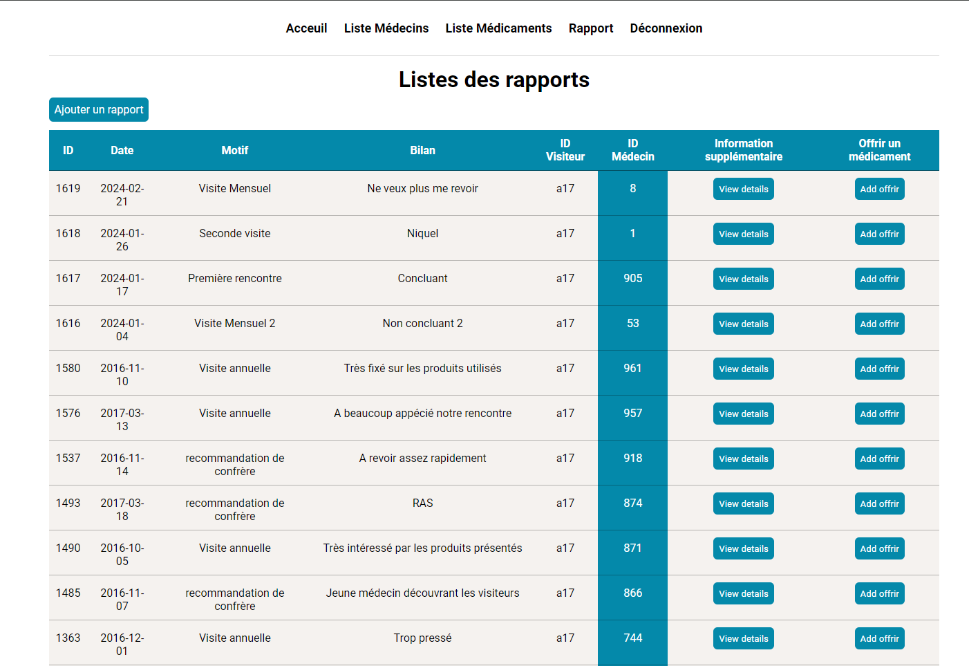 Internship Gestion ecran principal